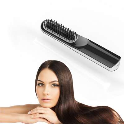 Cordless Portable Battery-powered Hair Straightener Detangler Hairbrush Ceramic Flat Irons  Electric Hot Comb Straightener